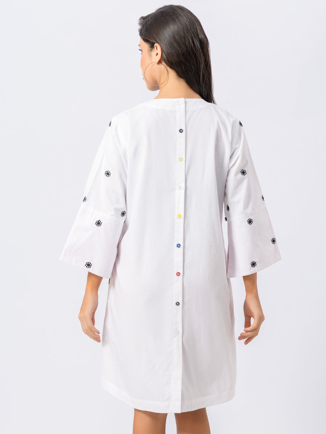 ALL OVER EMBROIDERED FLORAL COTTON SHIRT WITH BELL SLEEVES  ( Diwali  )