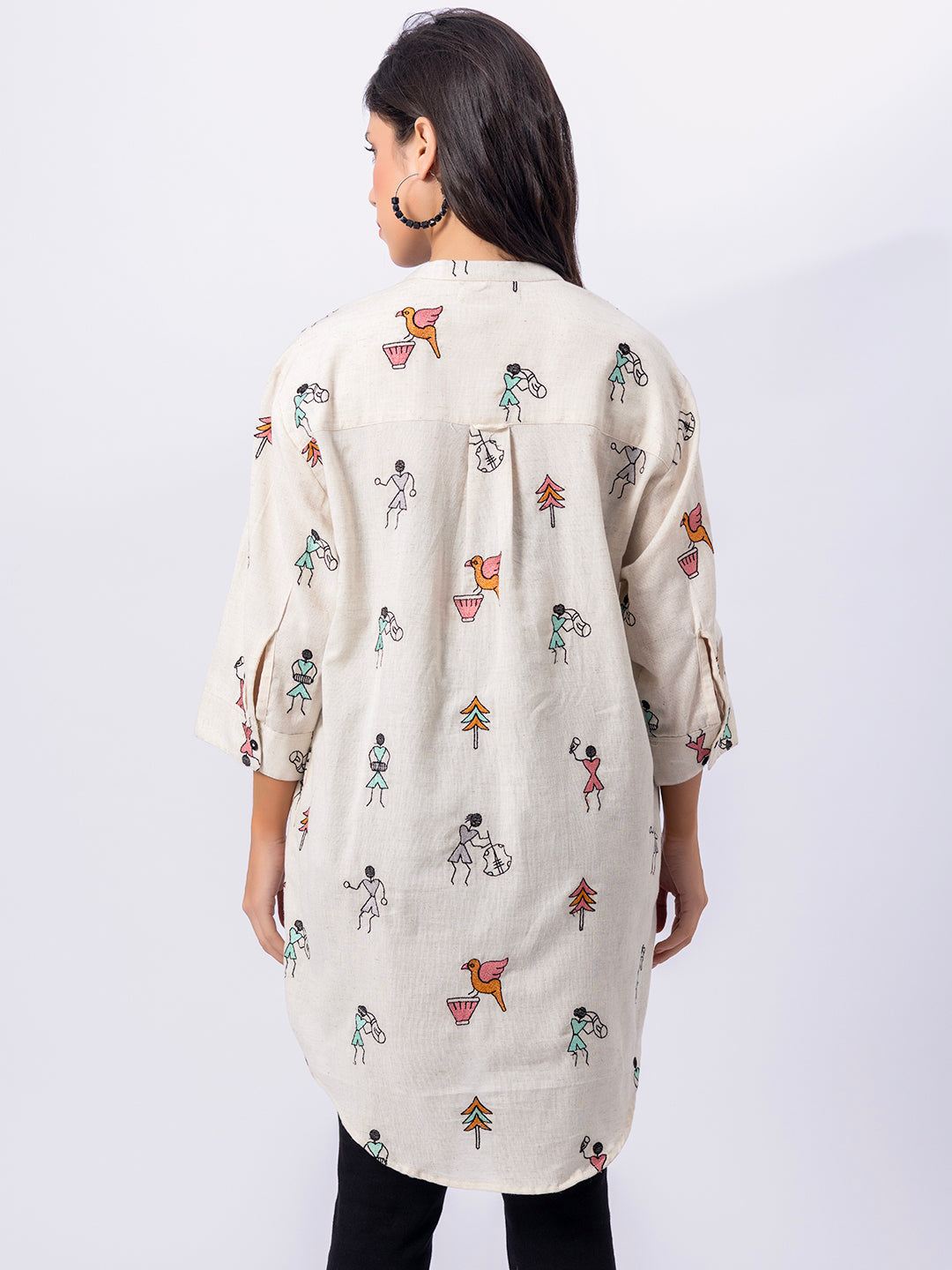 ALL OVER EMBROIDERED TRIBAL FIGURE COTTON SHIRT  ( Diwali  )