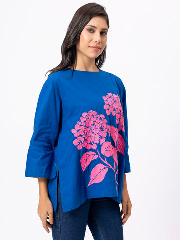 SOLID COLOR FRONT EMBROIDERED COTTON SHIRT