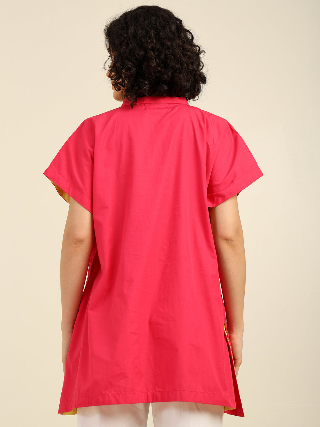 Majenta Cotton Heavy Neckline Embroidered Coord Set With Contrast Pants