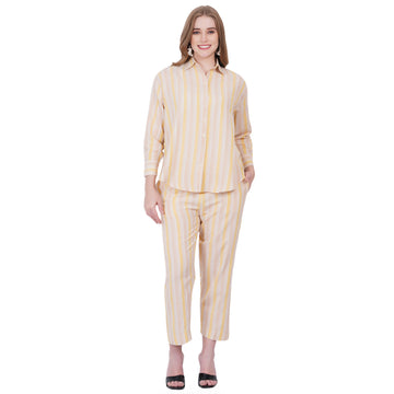 STRIPED FABRIC FRONT AND BACK EMBROIDERED BUTTON-UP SHIRT.