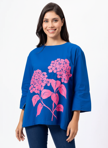 SOLID COLOR FRONT EMBROIDERED COTTON SHIRT