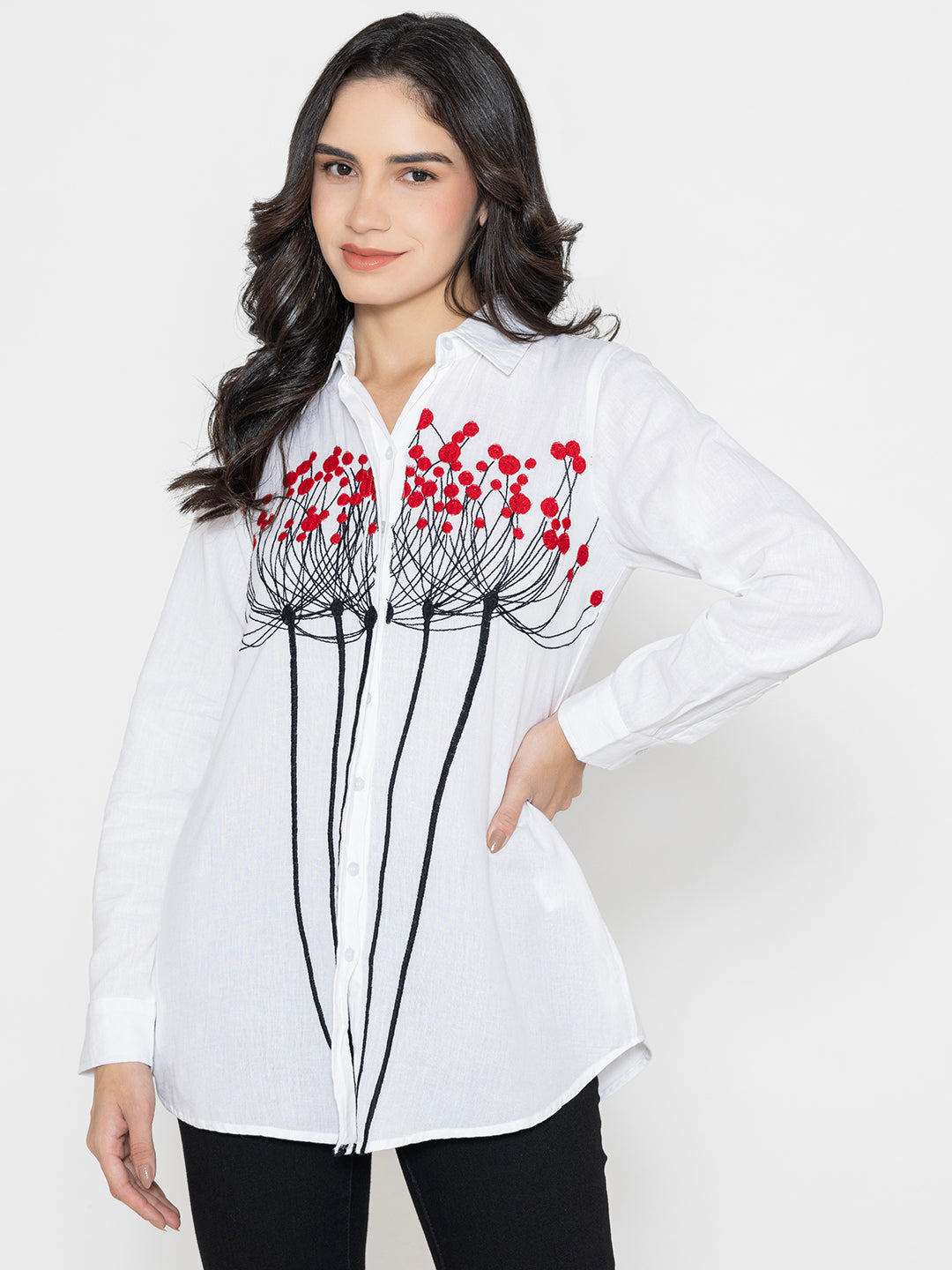 White FRONT Embroidered Shirt