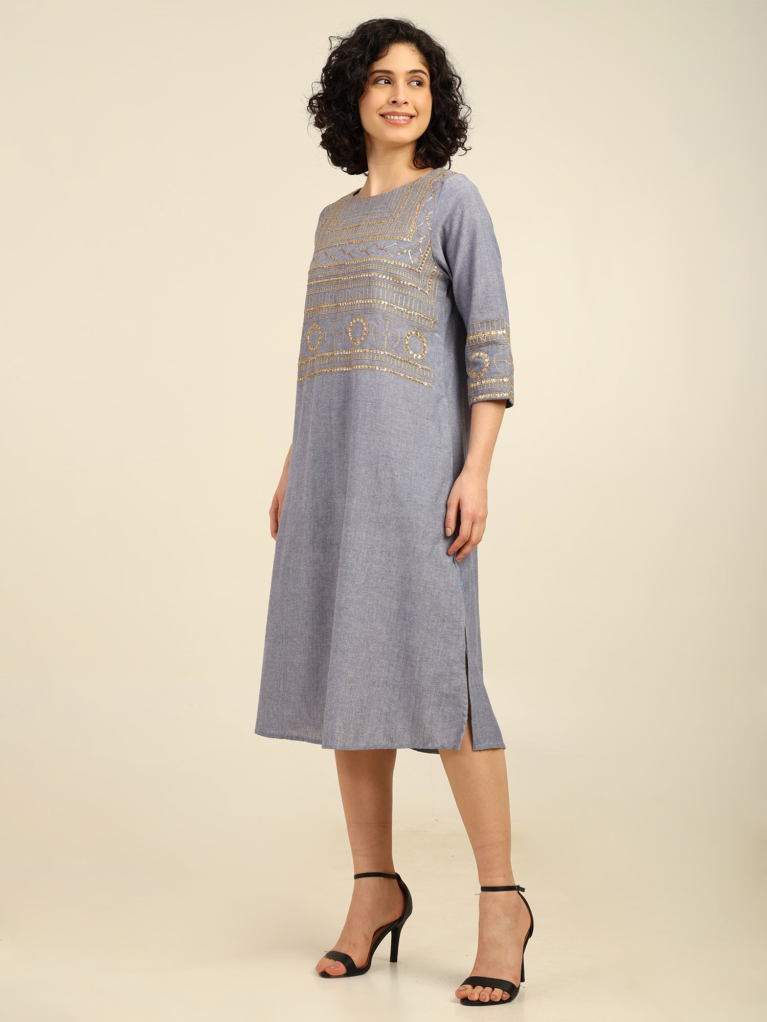 White Cotton Heavy Neckline Embroidered Coord Set