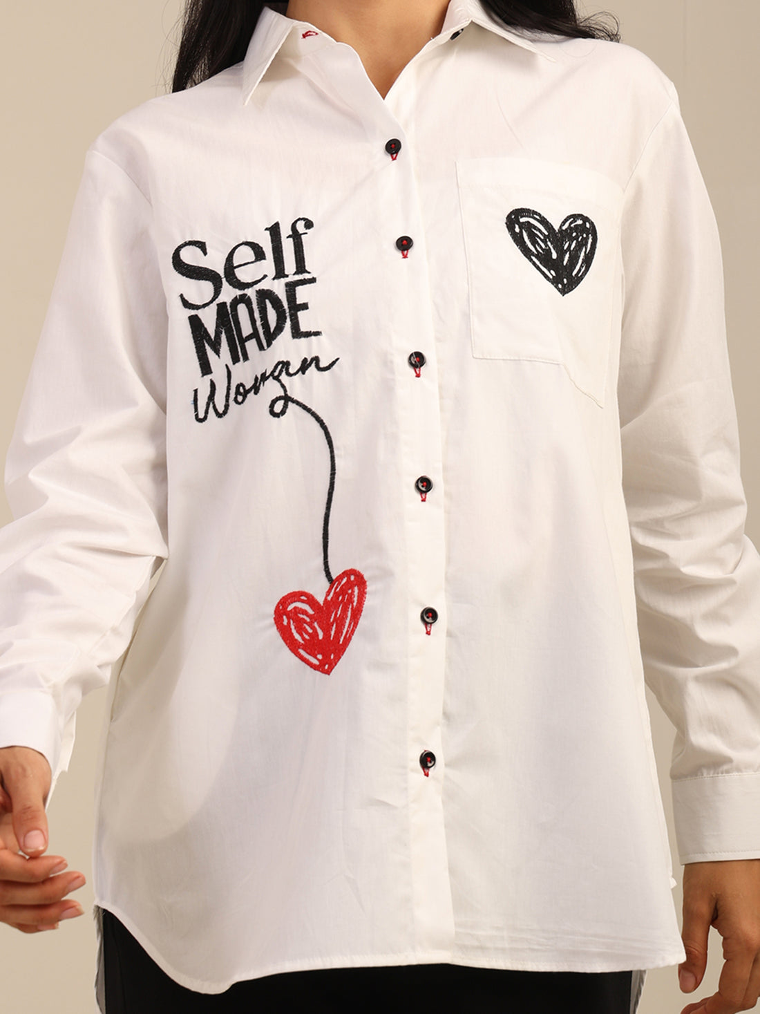 Self Love Women Embroidered Cotton Shirt