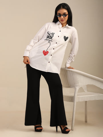 Self Love Women Embroidered Cotton Shirt