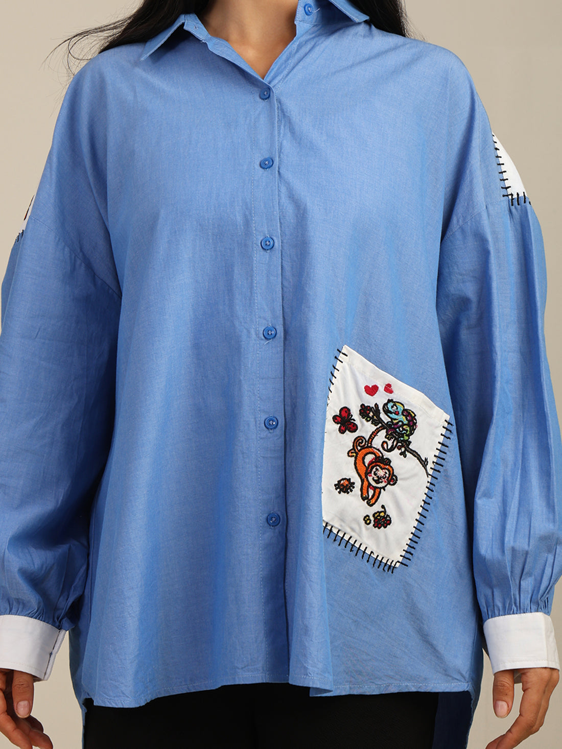 Jungle Safari Oversized Chambray Cotton Shirt