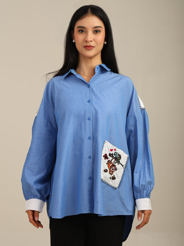 Jungle Safari Oversized Chambray Cotton Shirt
