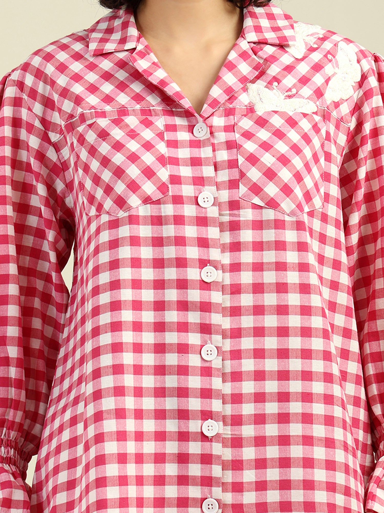 ADERERROR ピンク チェック柄 長袖シャツ ADERERROR ピンク チェック柄 長袖シャツ